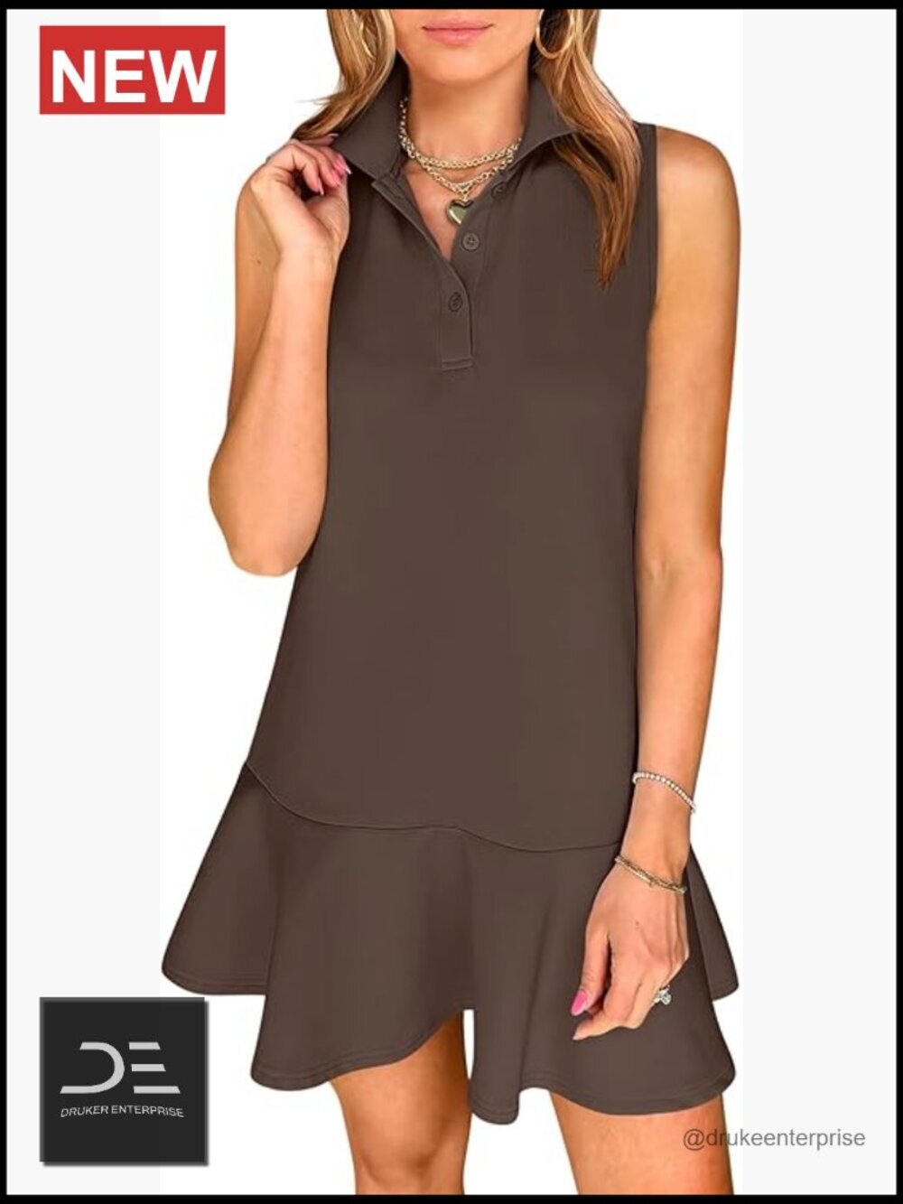 Sleeveless Polo Mini Dress for Tennis Golf Athletic Casual Travel